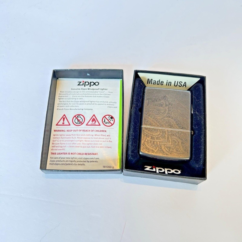 Zippo‎ Dice Paisley Filigree Etched Windproof Lighter Brushed Chrome USA
